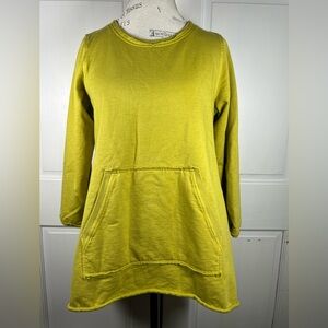 Kleen High Low Dress Shirt Pullover Cotton kangaroo Pockets Color Lime Size S